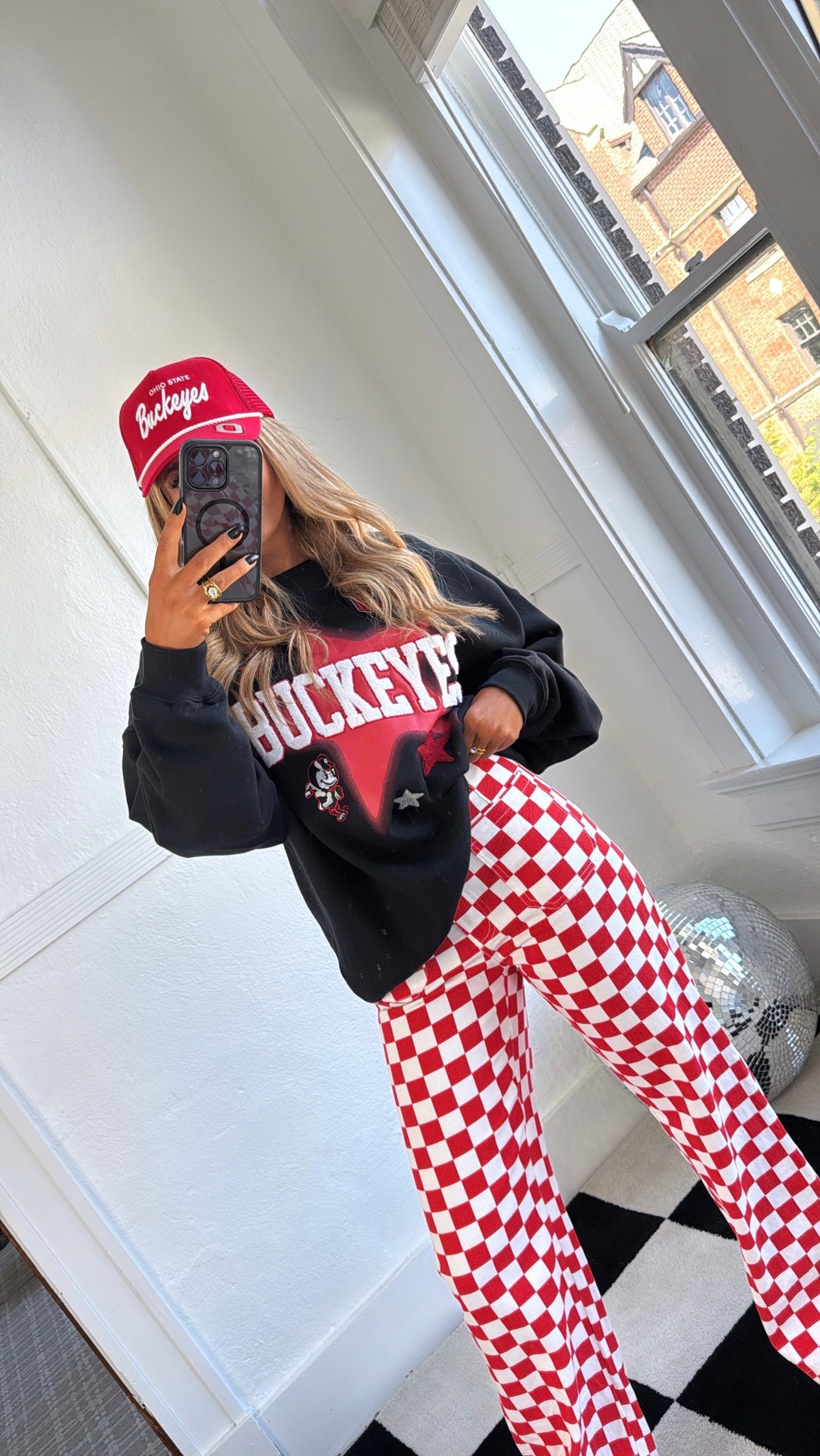 Finish Line Checkered Pant, Red