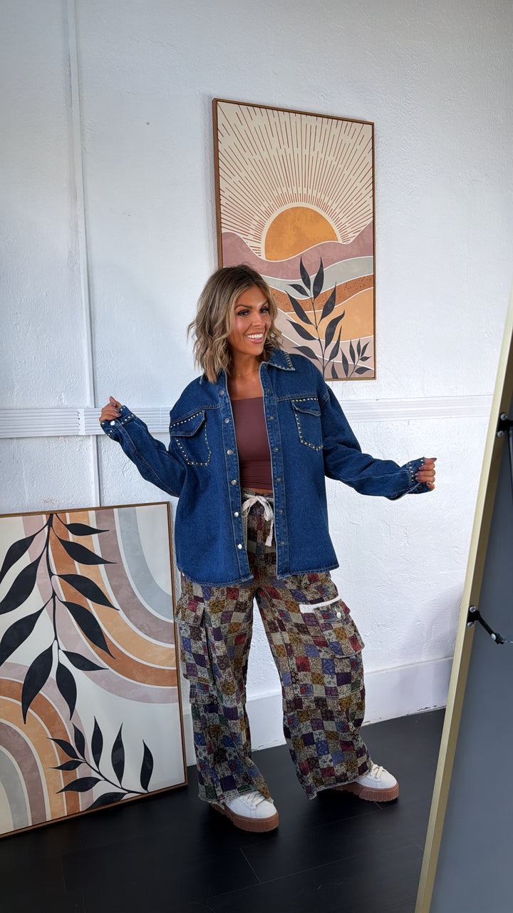 Western Halo Studded Jacket, denim