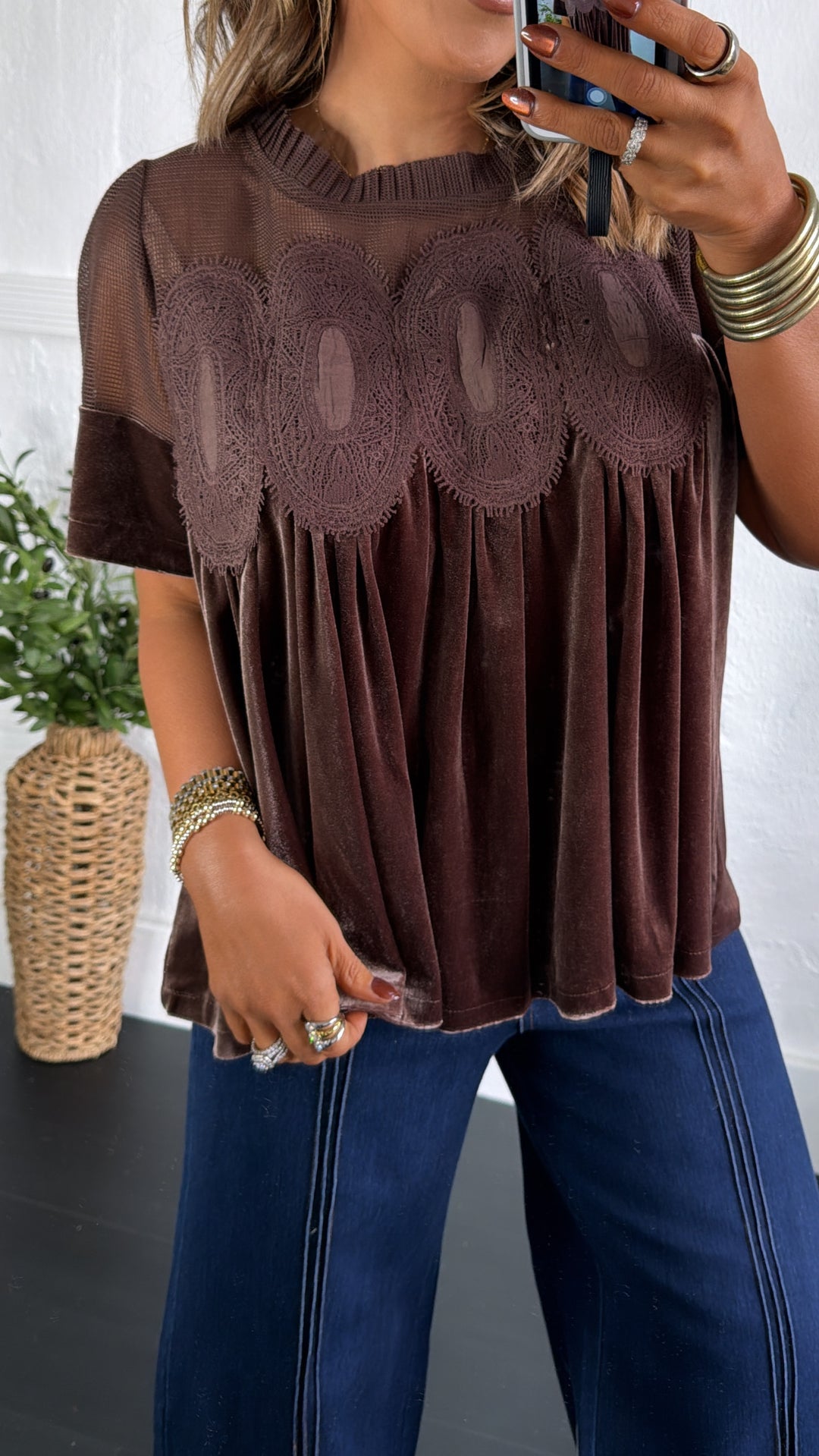 Roasted Honey Blouse, Chocolate brown