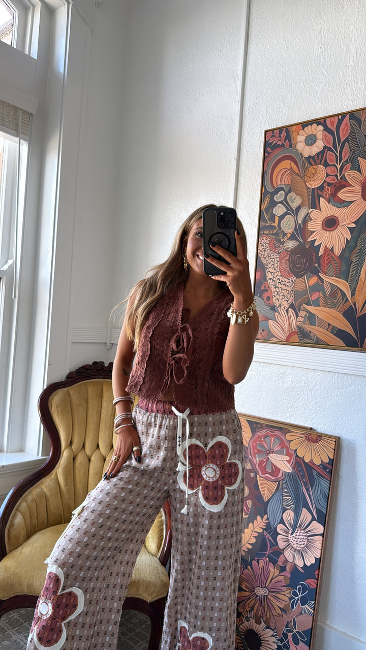 Isla Floral Pant, Taupe Multi
