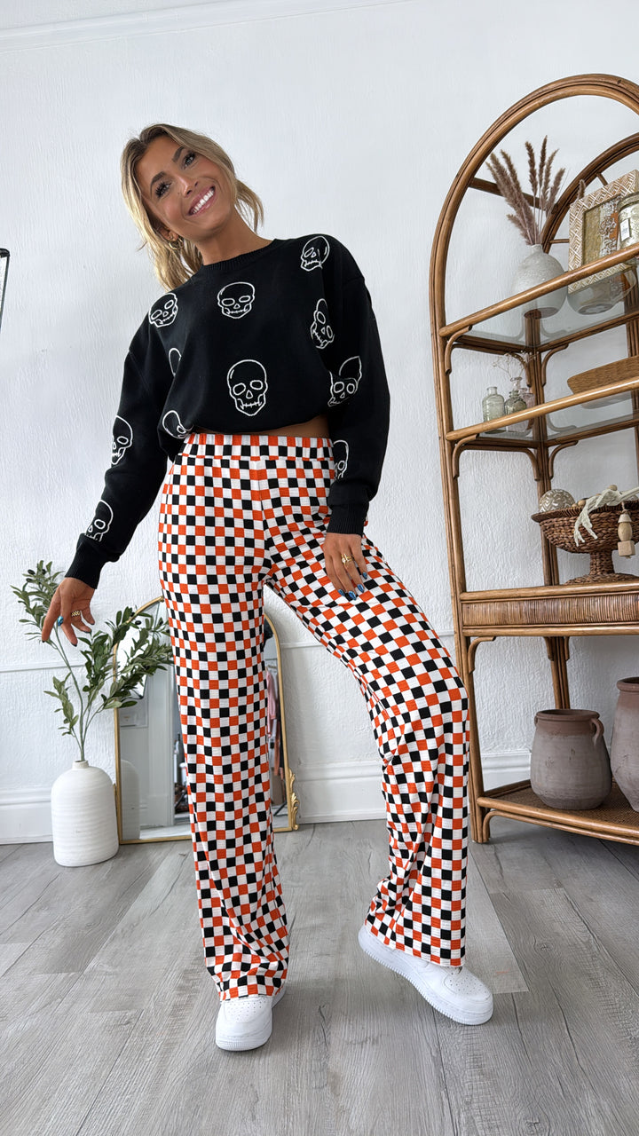 ECB Exclusive : Kickin' It Checkered Pant, Orange/Black