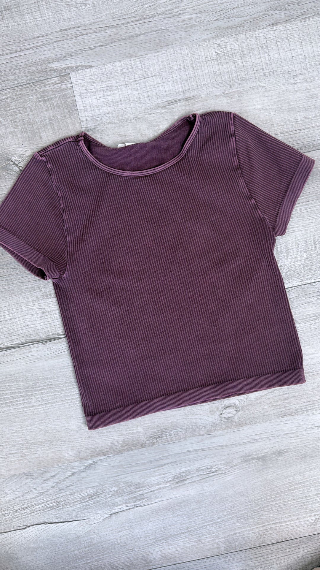 Ribbed Crop Baby Tee, Plum