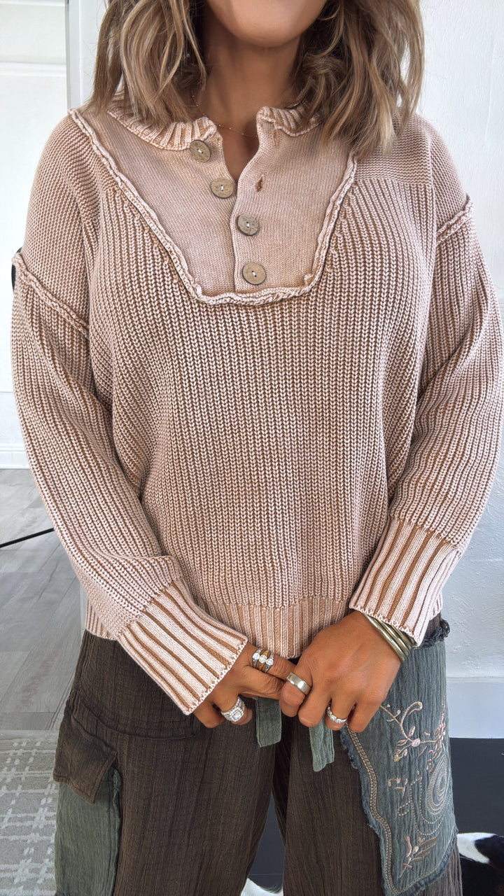 Chill Vibes Pullover Sweater, Washed Walnut