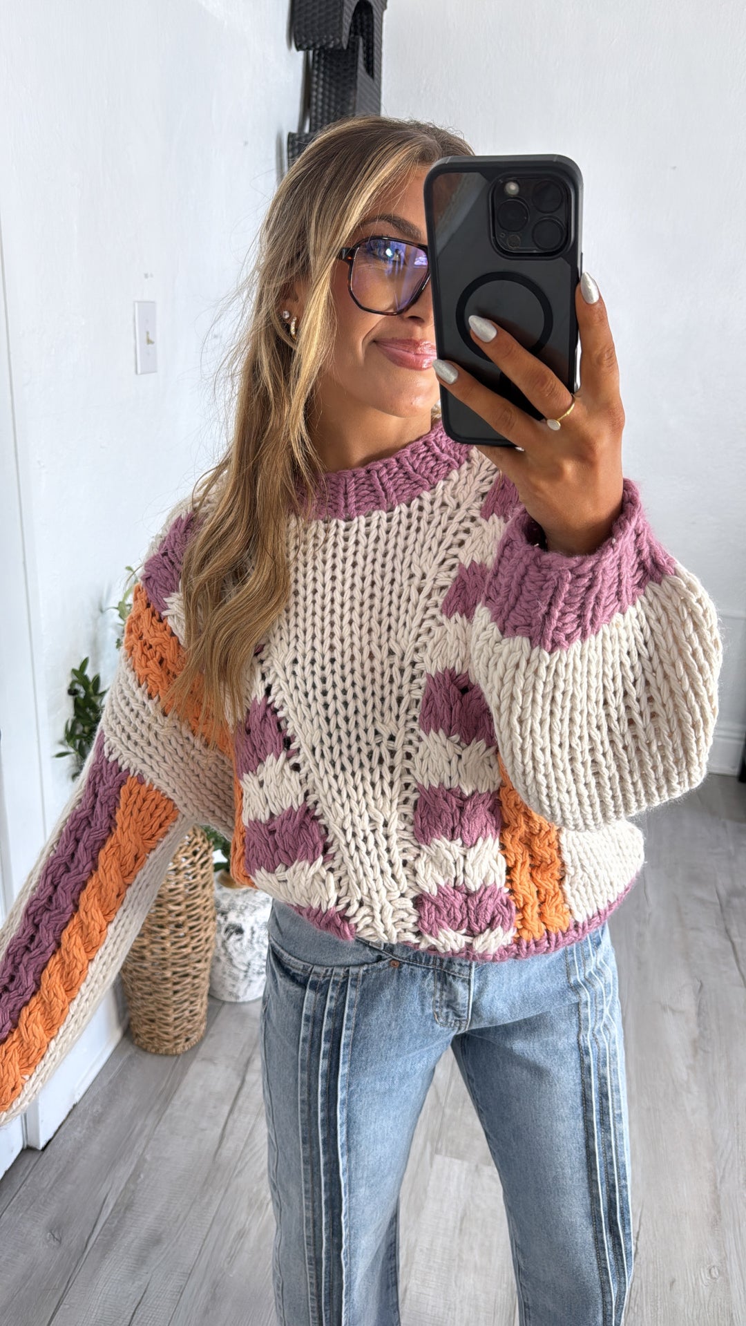 Winnie Knit Sweater, Lavender/Multi