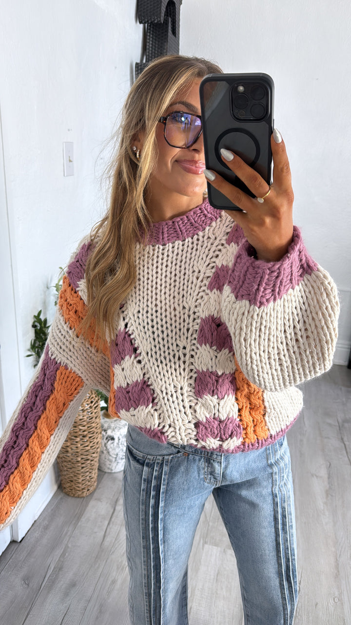 Winnie Knit Sweater, Lavender/Multi