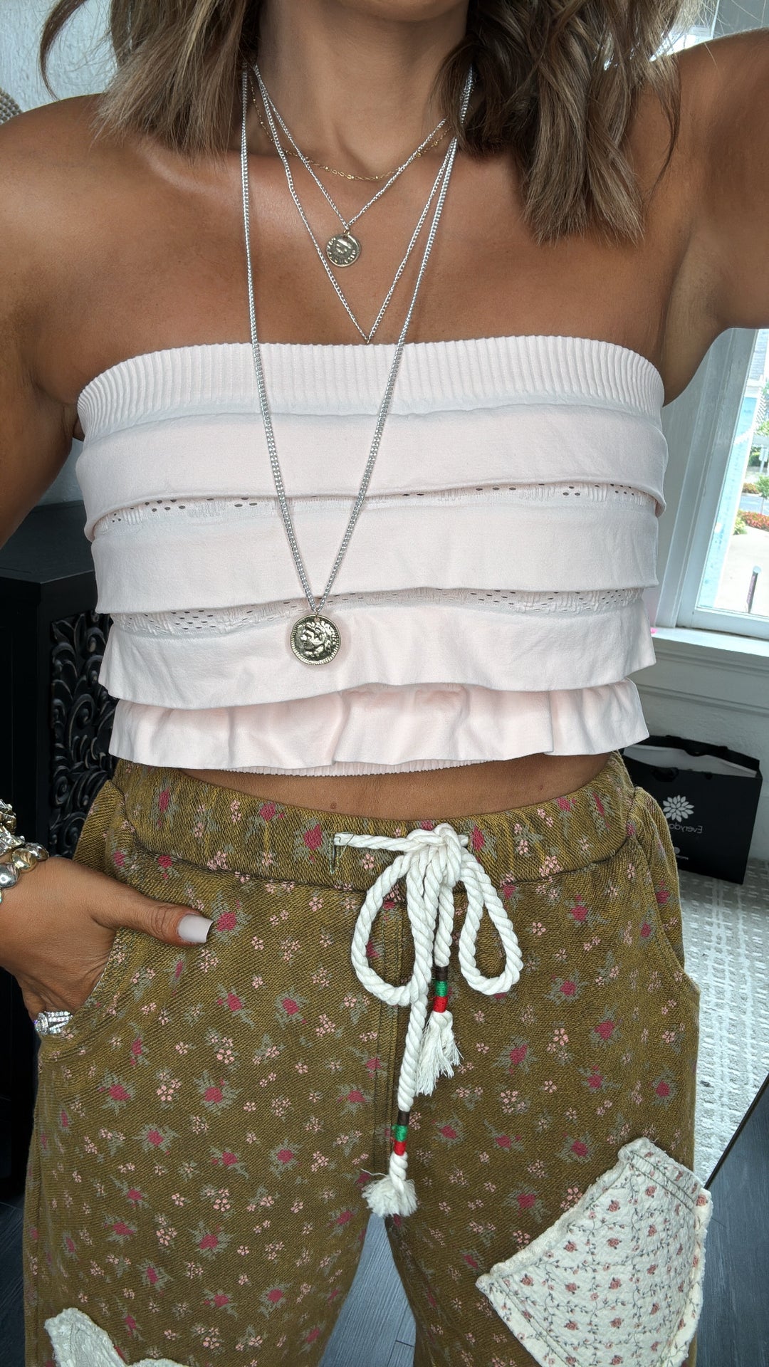 Coin Layered Necklace, Mixed Metal