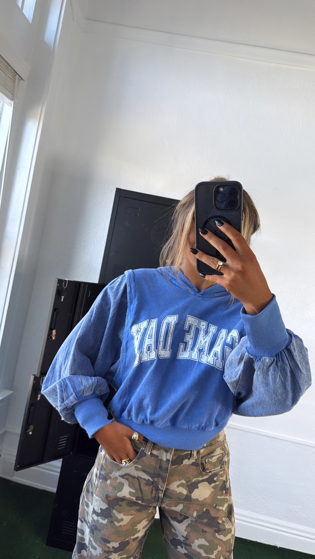 Mineral Wash Game Day Hoodie, Blue