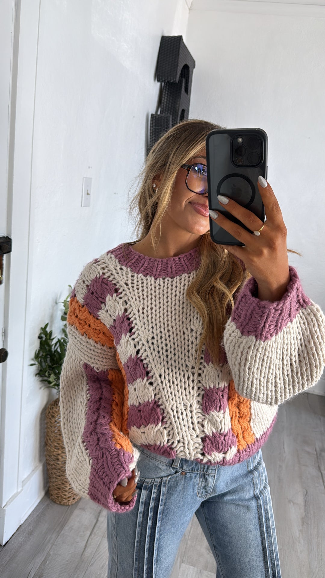Winnie Knit Sweater, Lavender/Multi
