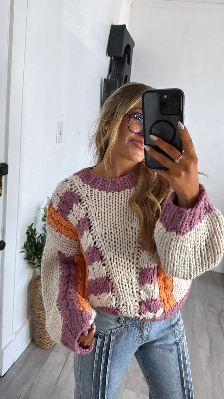 Winnie Knit Sweater, Lavender/Multi