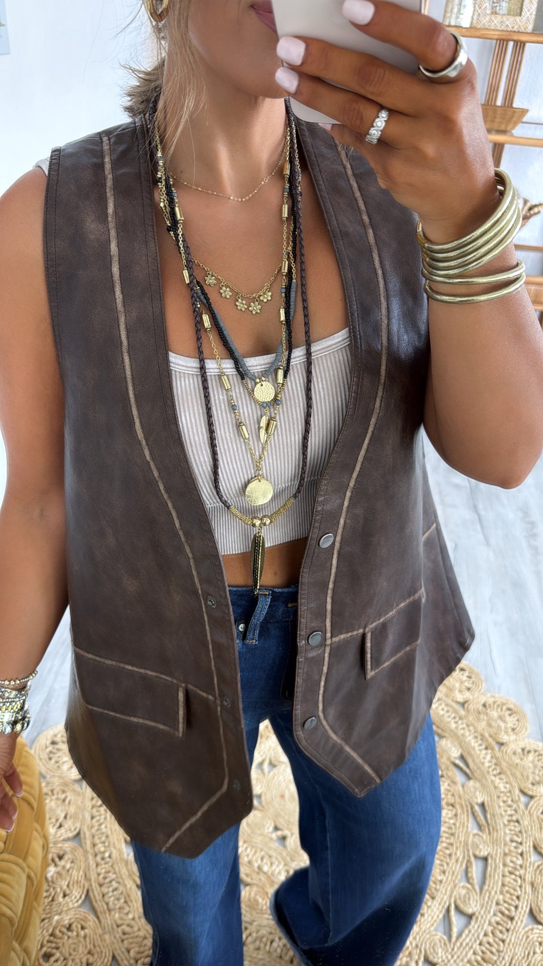 Stone Ridge Leather Vest, Espresso