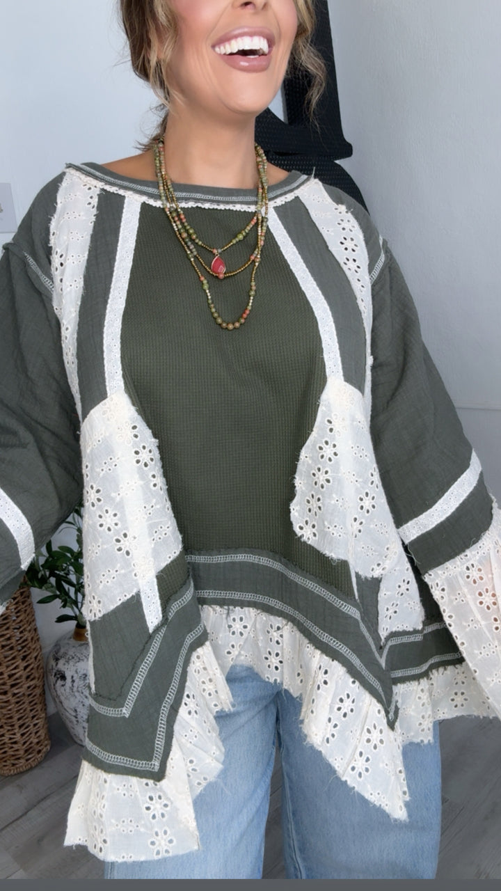 Sylvie Dainty Detailed Blouse, Olive