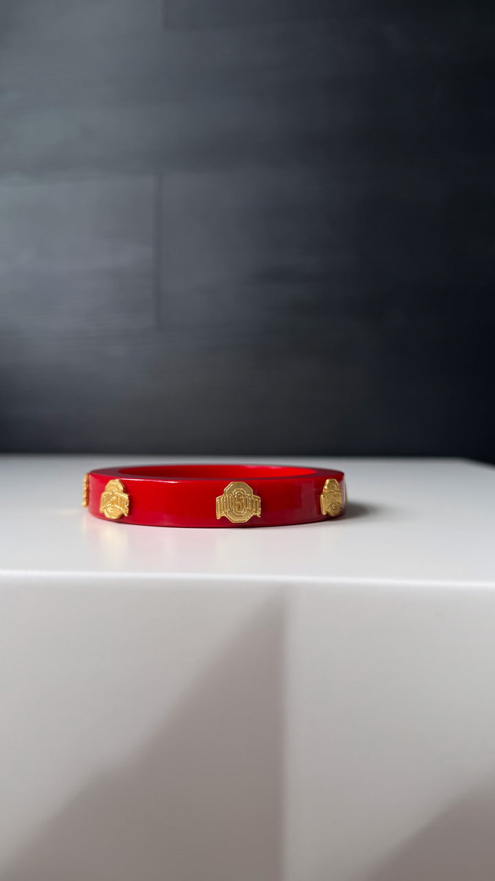 Buckeyes Resin Logo Bangle in Scarlet