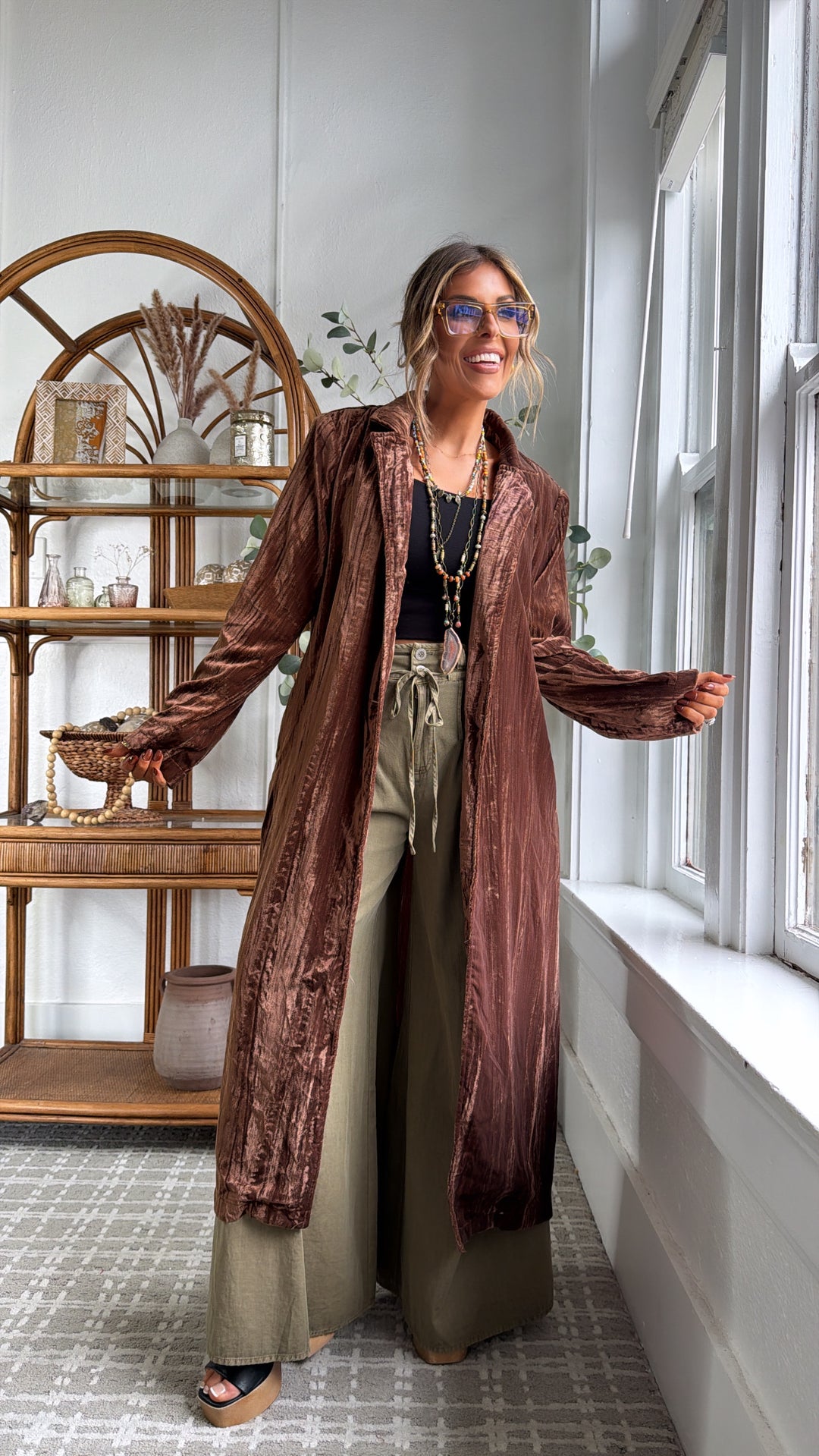 Vera Velvet Maxi Duster, Mocha