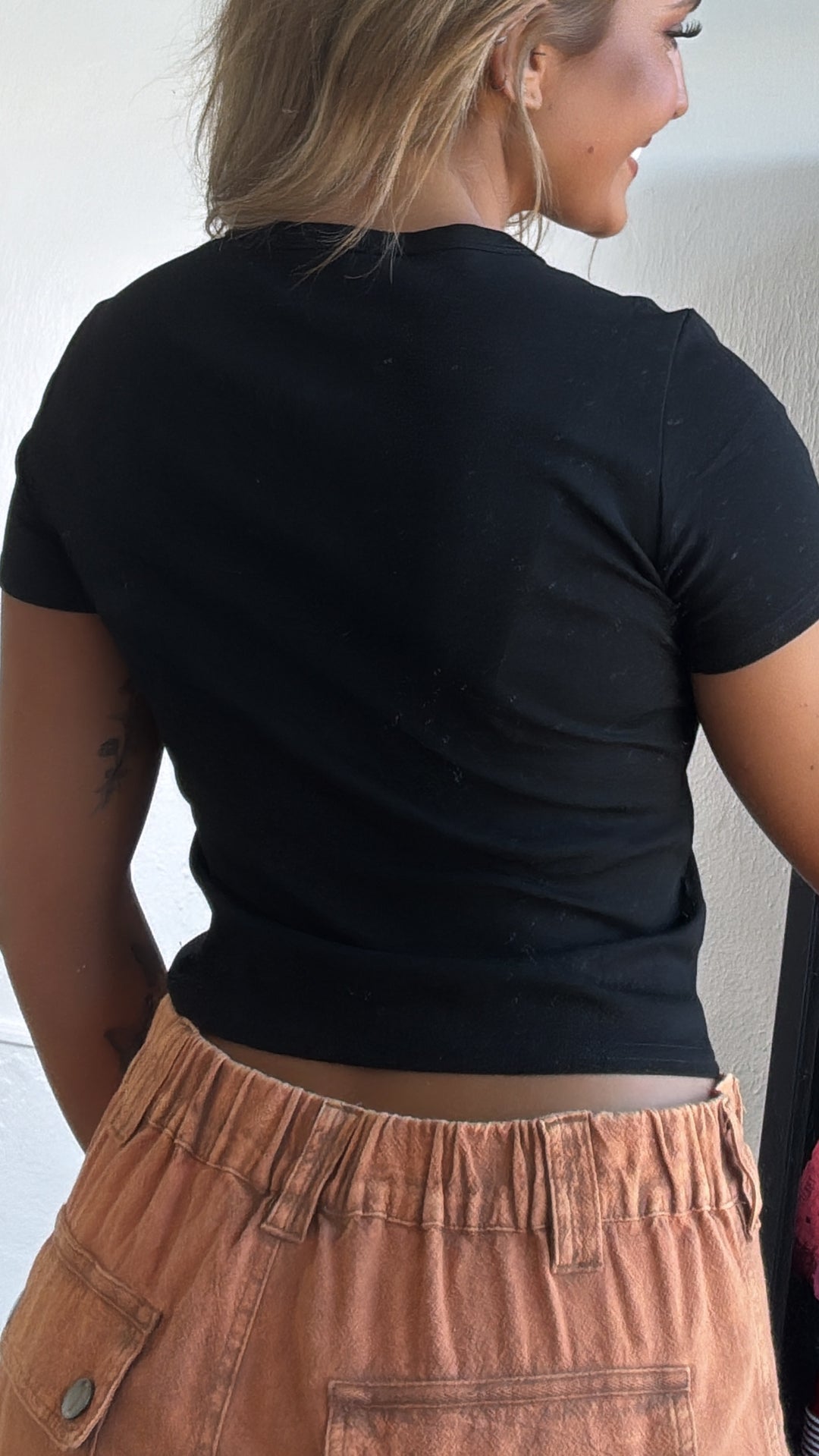 Patch Play Cropped Tee, Black