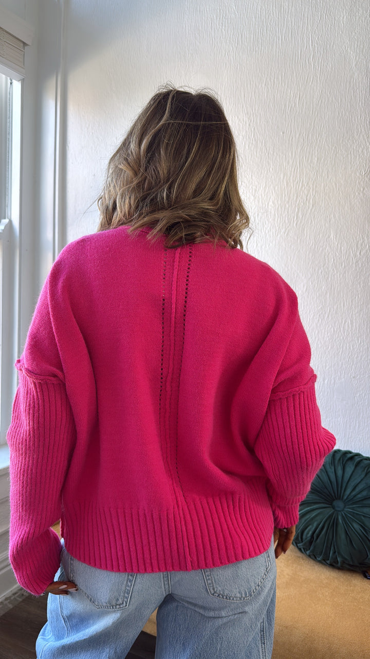 The Cozy Edit Sweater, Hot Pink