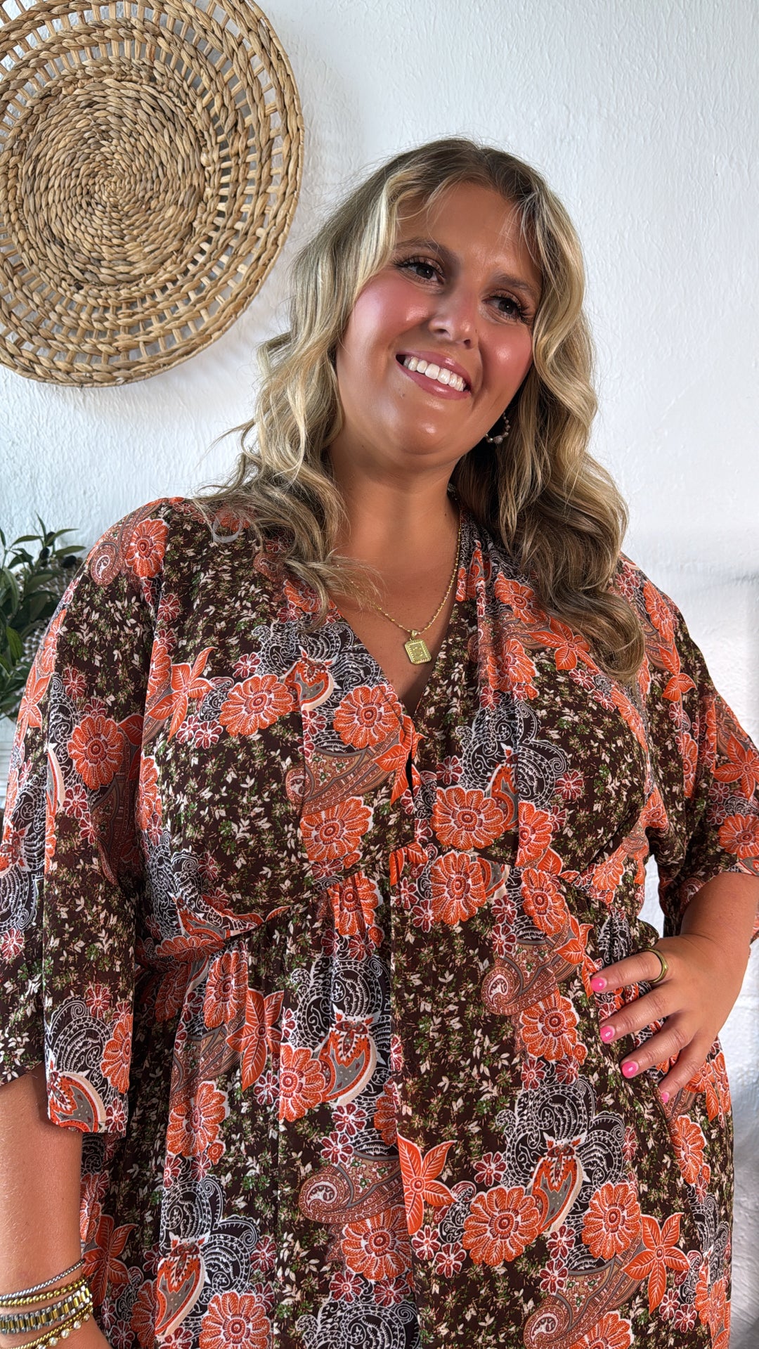 Payton Paisley Dress, Brown