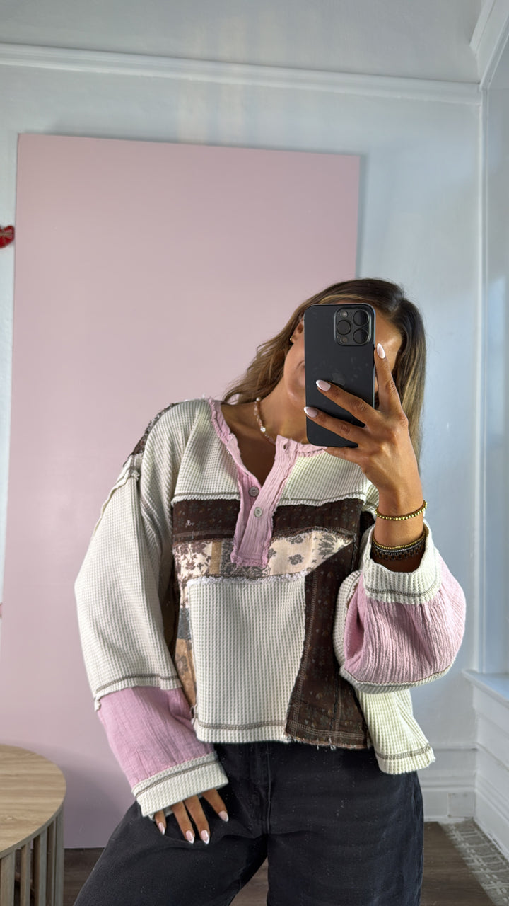 Washed Blush Garden, Oatmeal/Pink