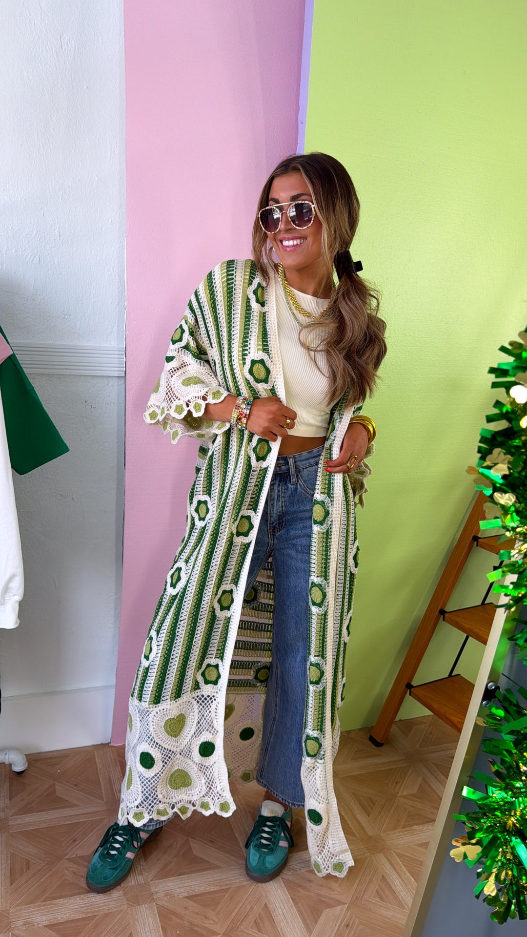 Lemon Lime Citrus Cardigan, Green Multi