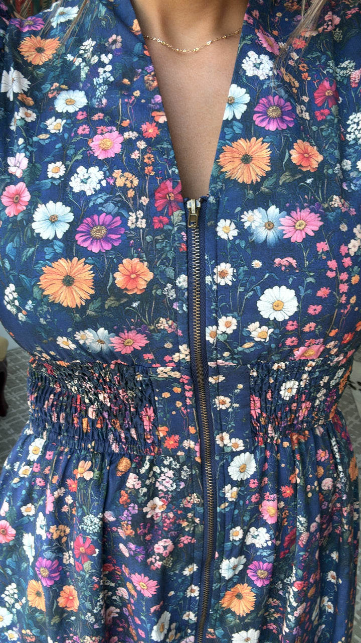 Pressed Petal Maxi Dress, Navy