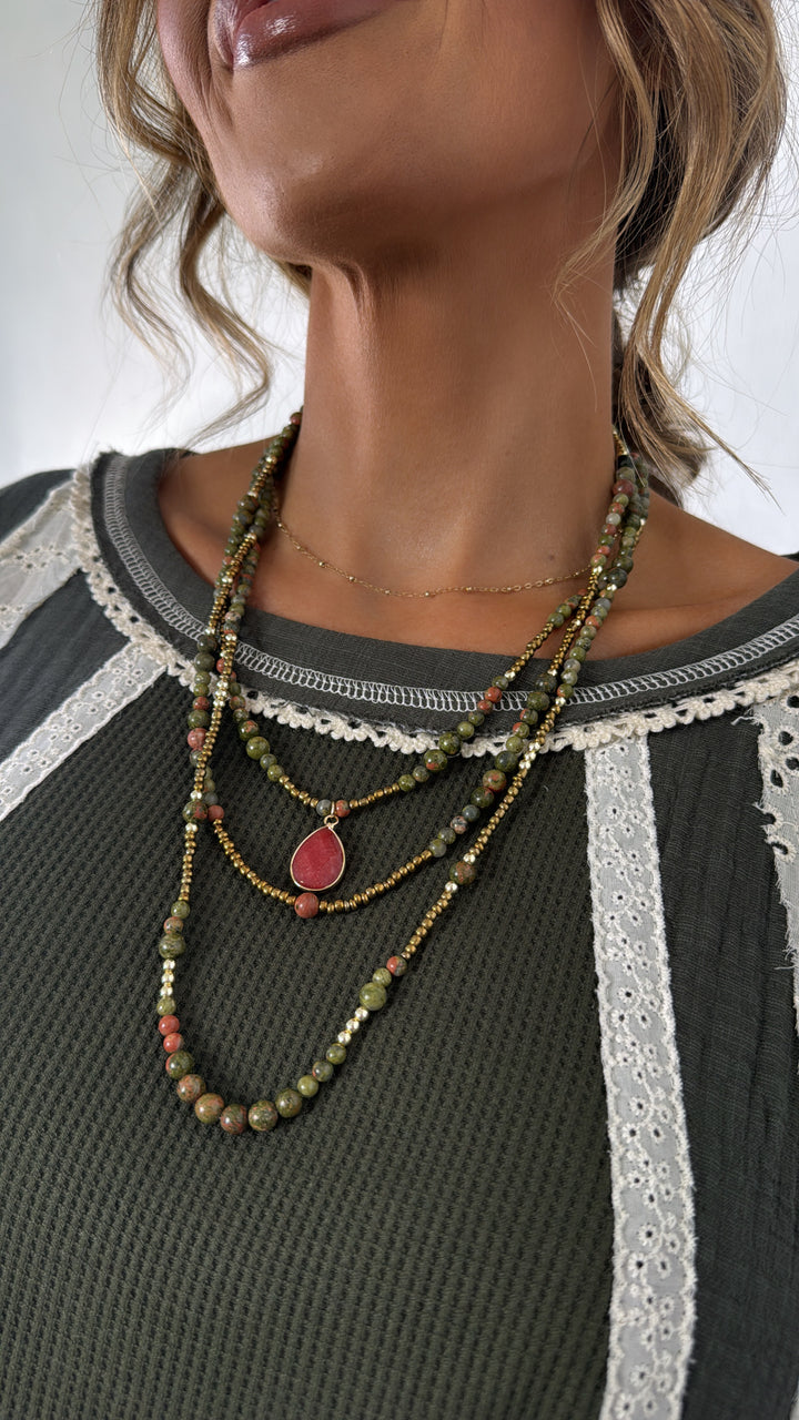 Oceans Echo Necklace, Olive