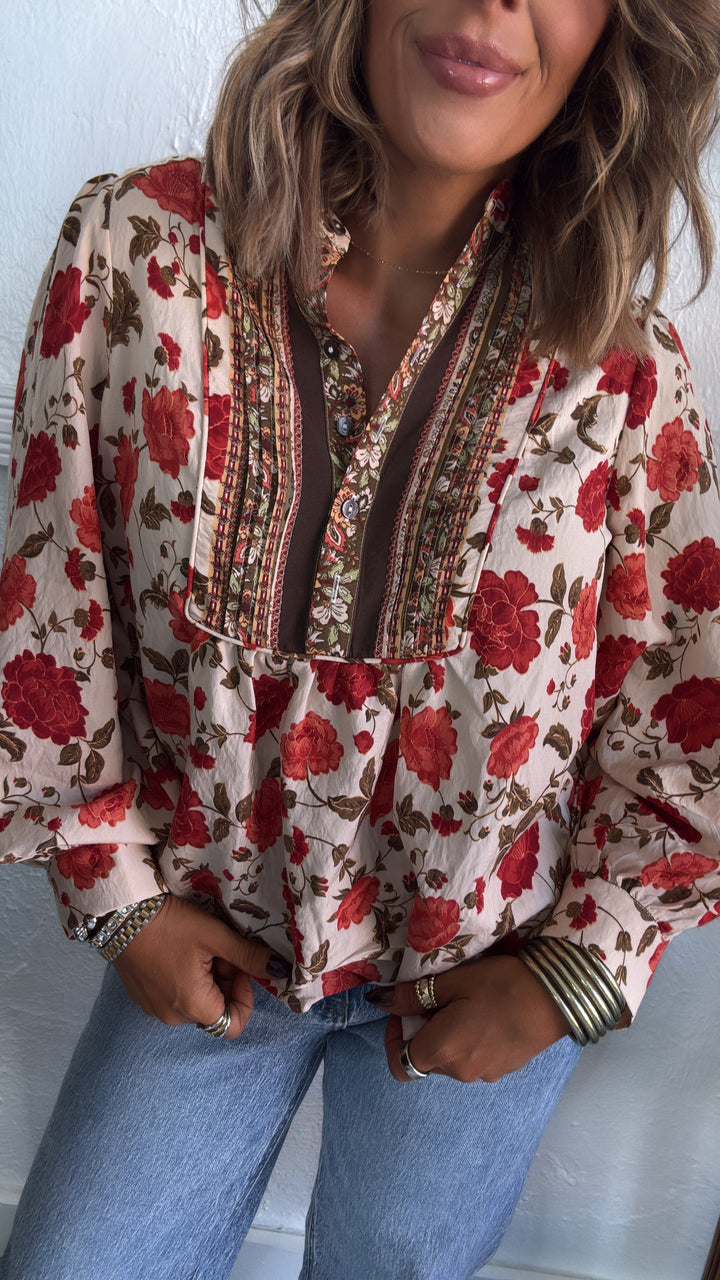 Russet Bloom Blouse, Ecru