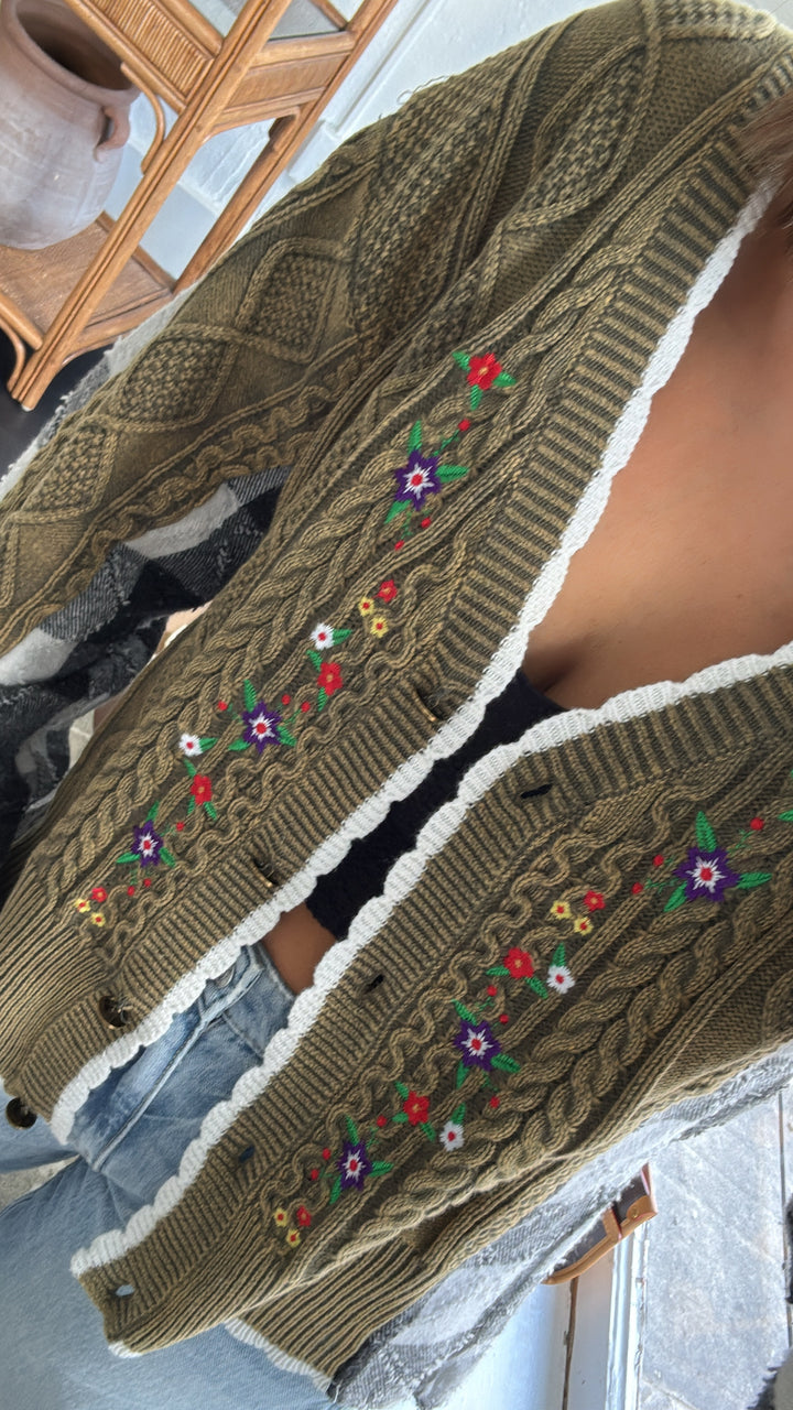 Edna Mae Knit Cardigan, Olive