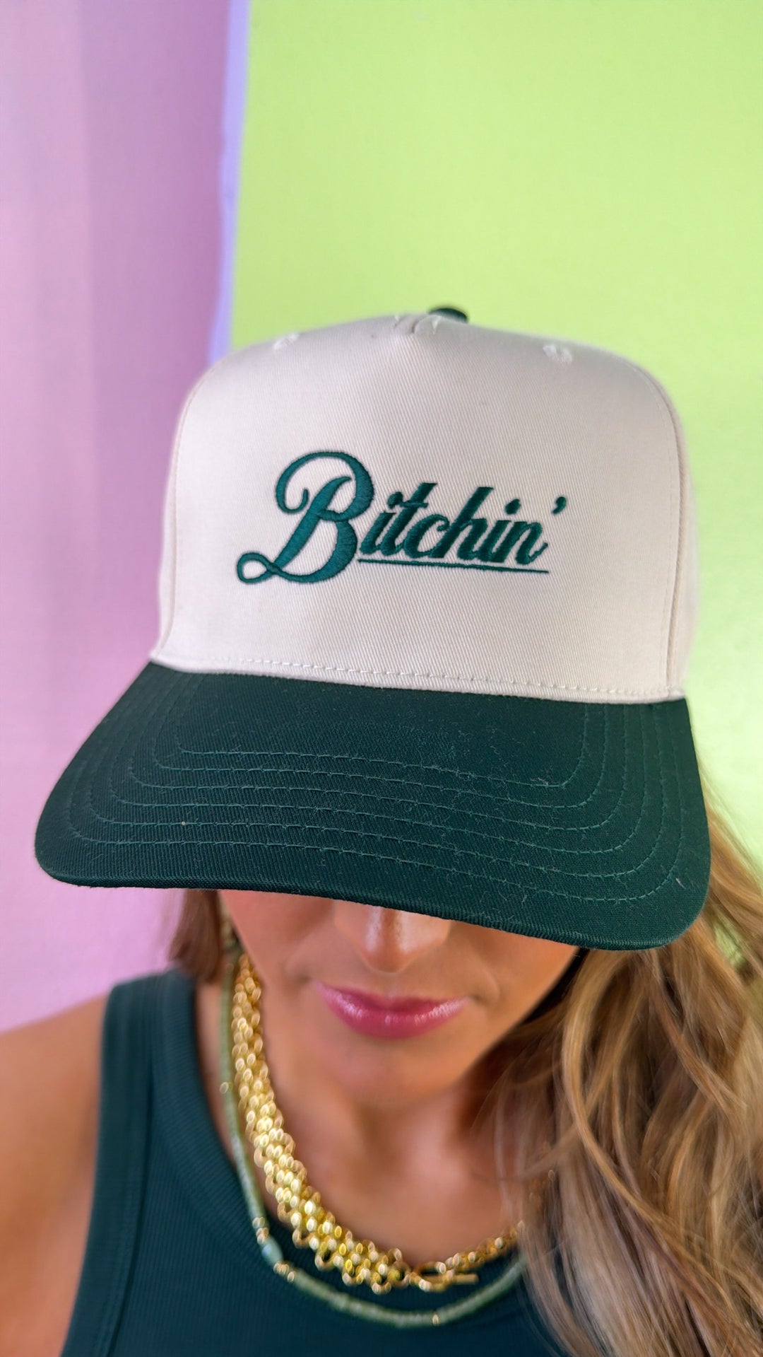 B*tchin' Ball Cap, Green/ Natural