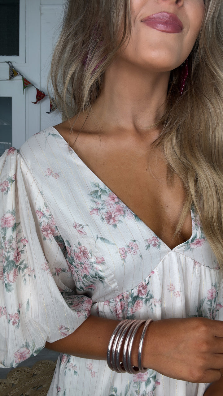 Dalia Floral Dress, Cream Multi