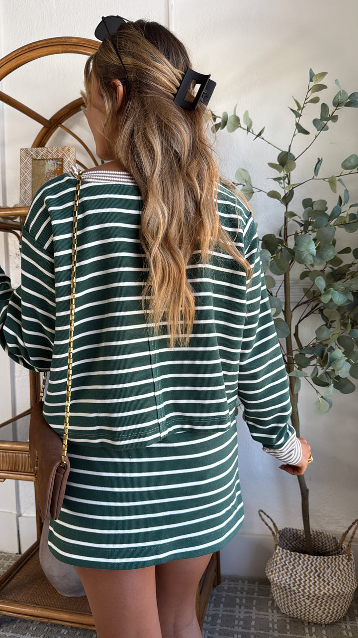 The Stripe Edit Two Piece Set, Juniper Green