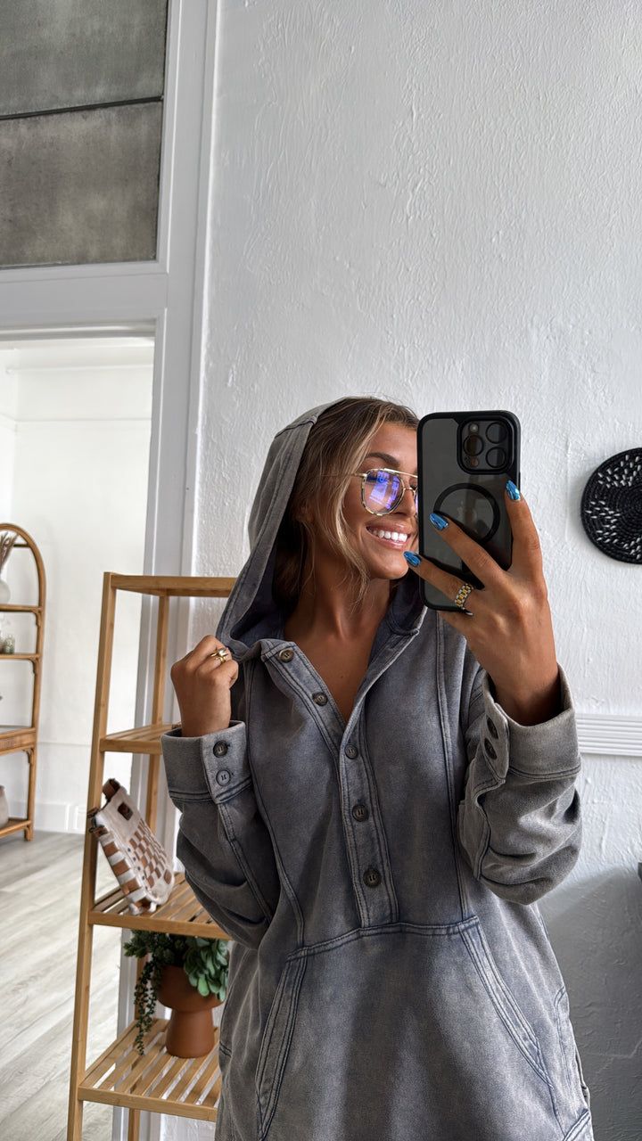 Campfire Nights Hoodie, Washed Denim