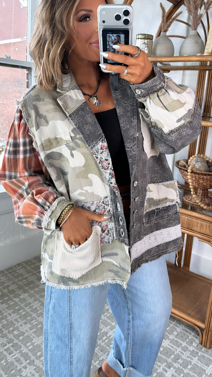 Camo Petal Jacket, Black