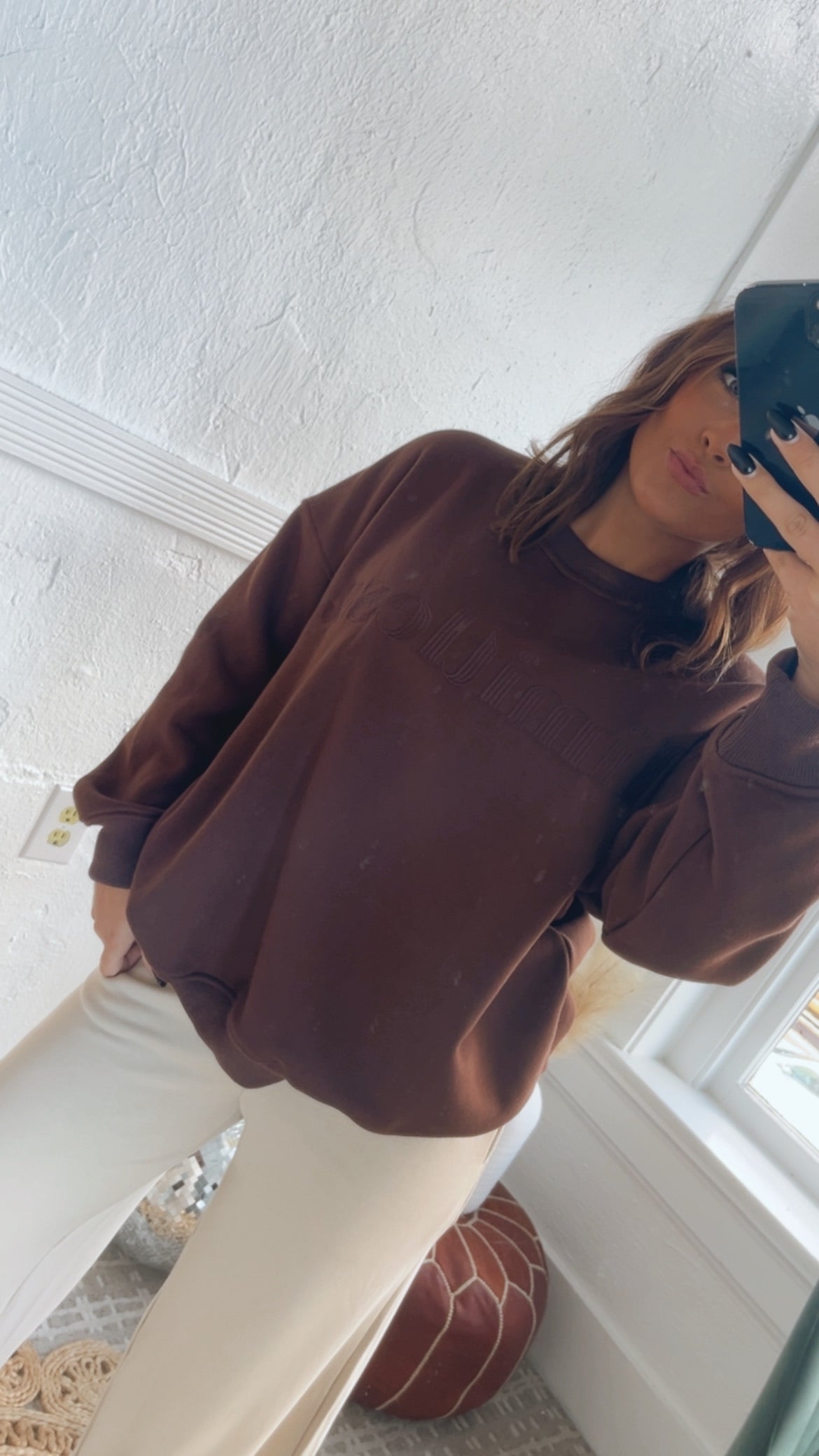 Limitless Embroidered Sweatshirt, Brown – Everyday Chic Boutique
