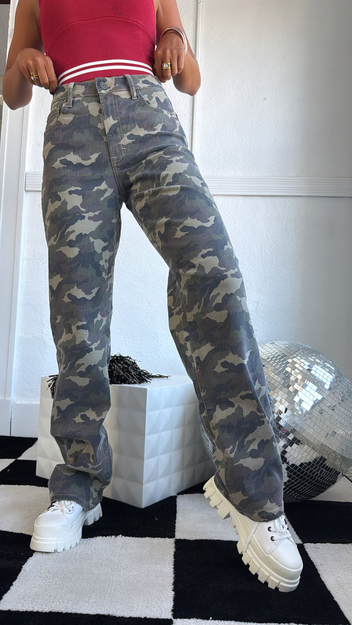 HIDDEN: Rebel Terrain Wide Leg Camo Jeans
