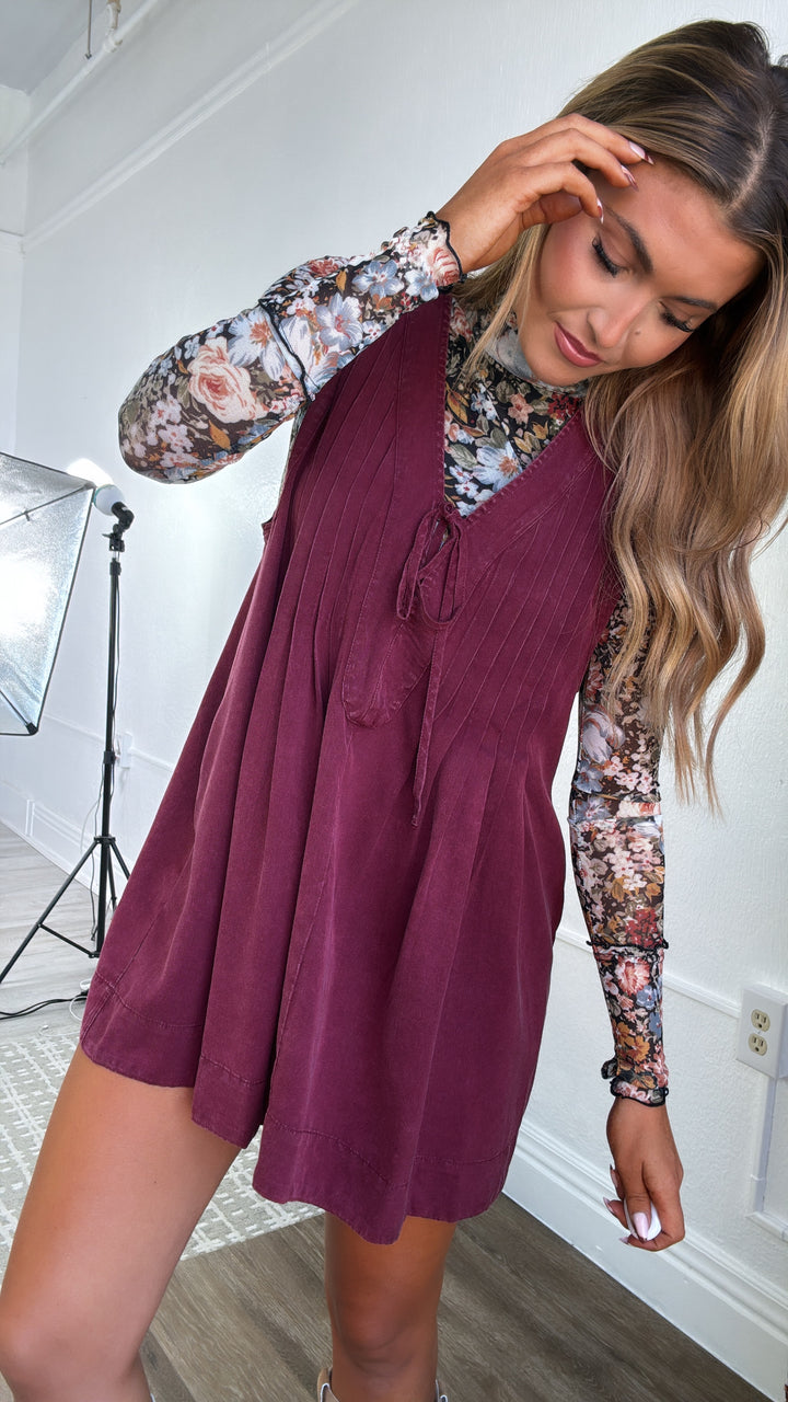 Amarone Aura Pin tuck Detailed Dress, Wine