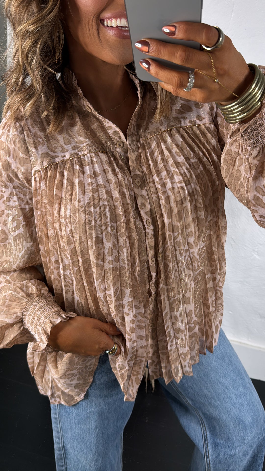 Camella Cheetah Print Blouse, Blush Multi