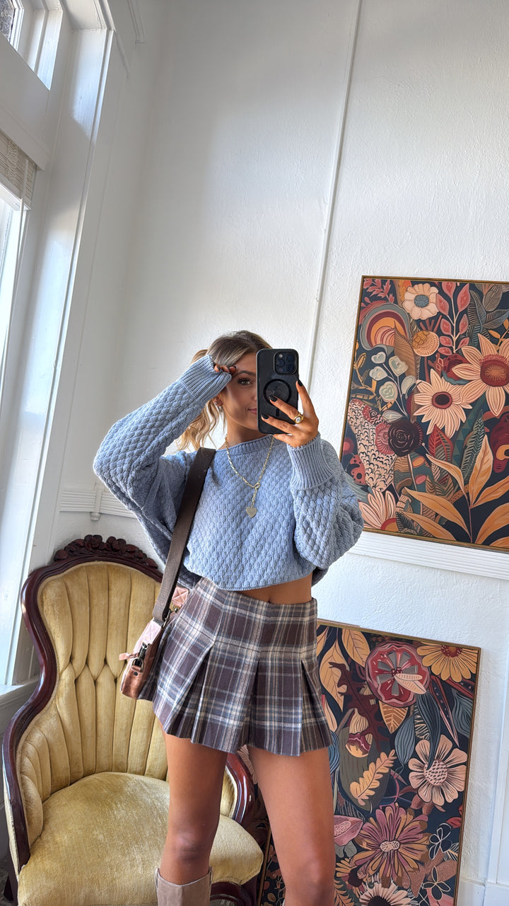 Frosted Weave Textured Sweater, Cloud Blue