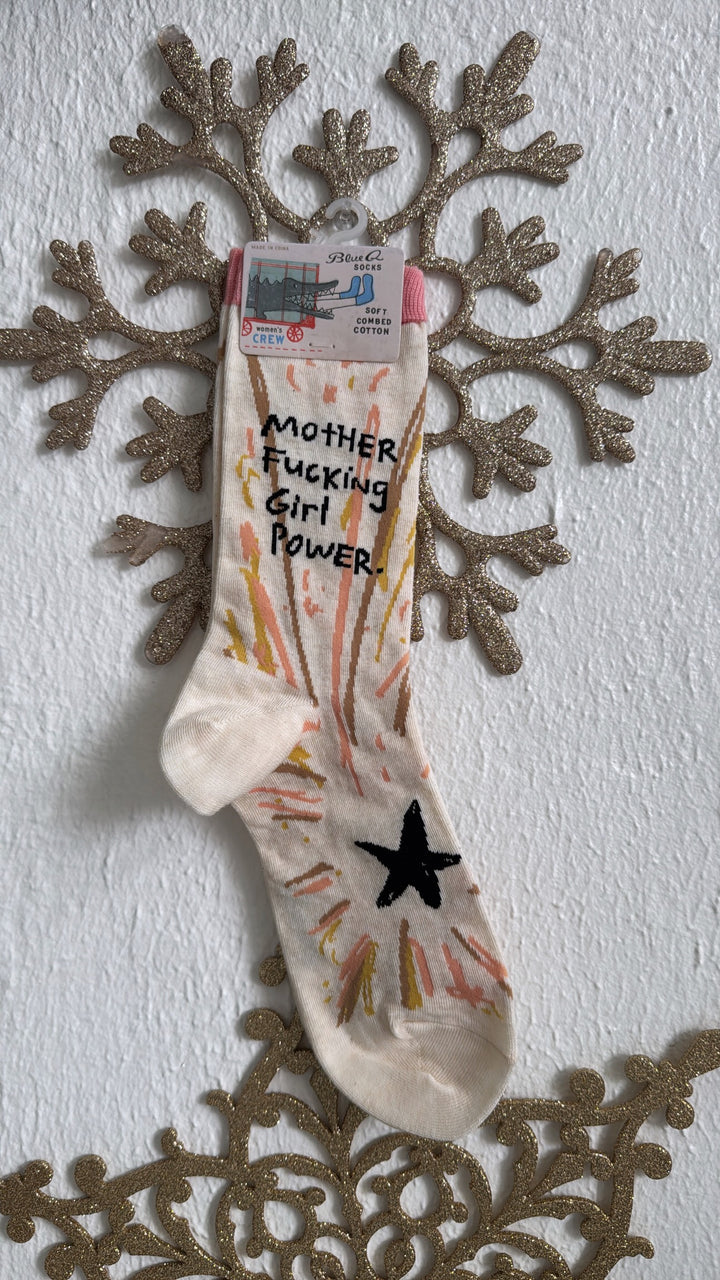 Women Blue Q Sock - Girl Power