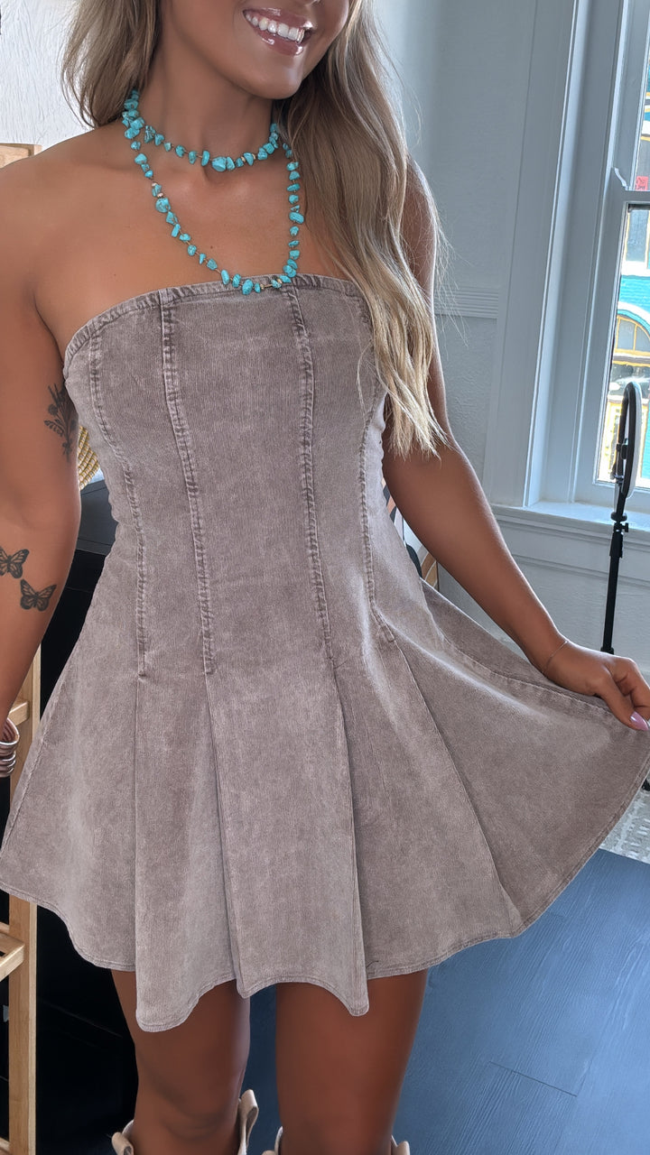 Western City Streets Mini Dress, Brown