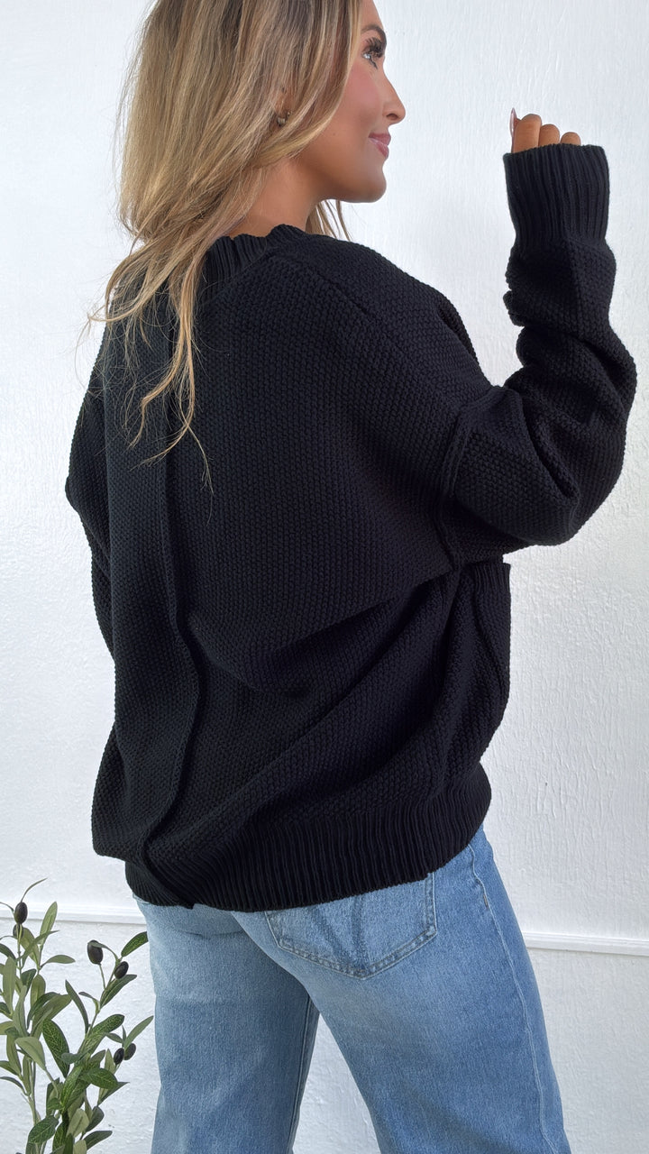 Soft Shadow Button Up Cardigan, Black