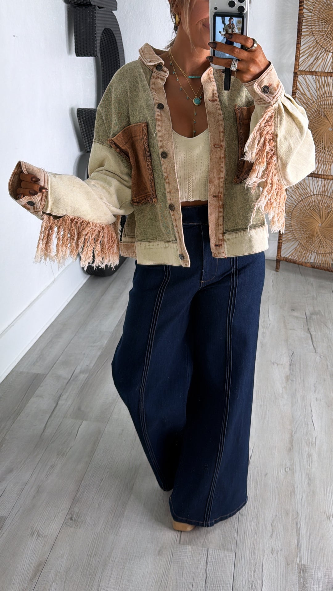 Margot Washed Colorblock Distressed Jacket