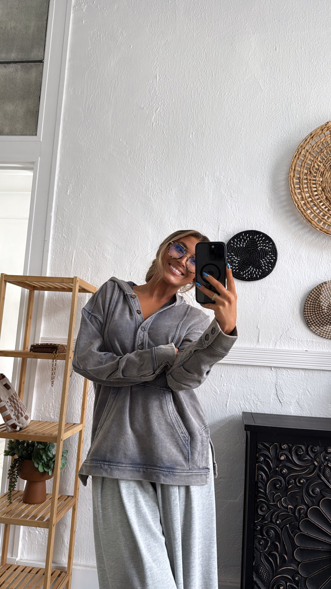 Campfire Nights Hoodie, Washed Denim