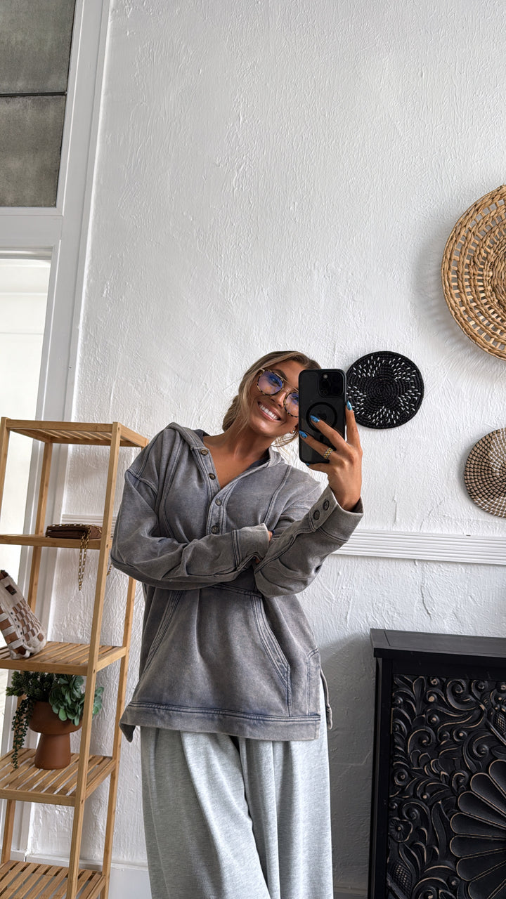 Campfire Nights Hoodie, Washed Denim