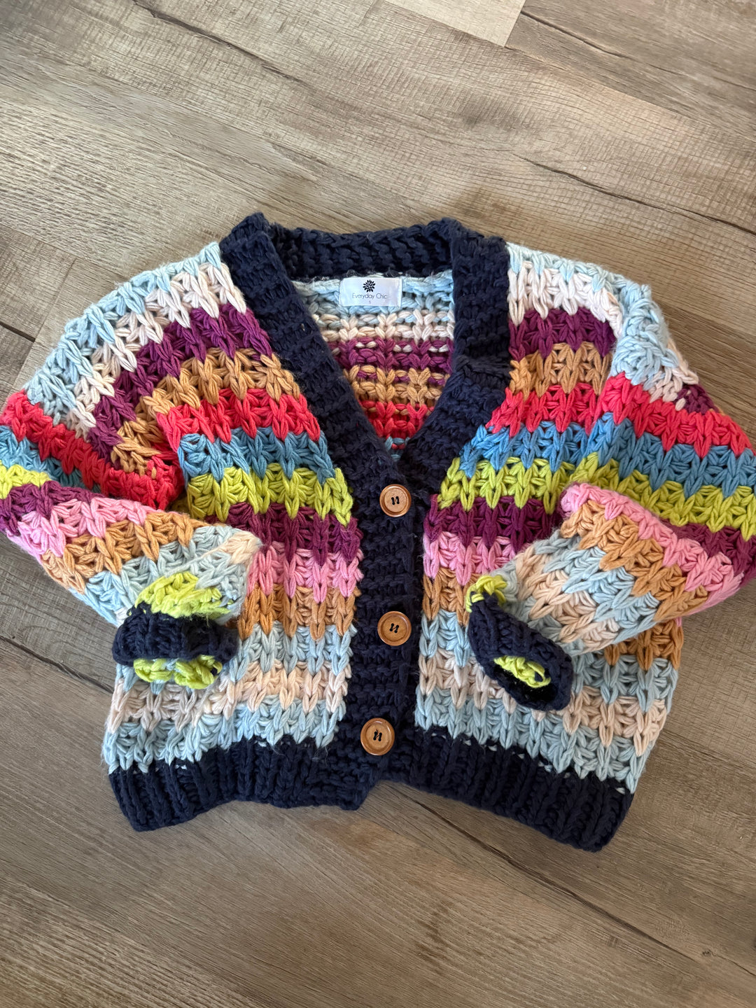 Cool Toned Knit Cardigan, Rainbow