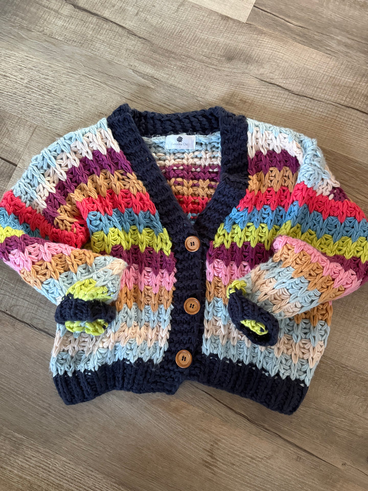 Cool Toned Knit Cardigan, Rainbow