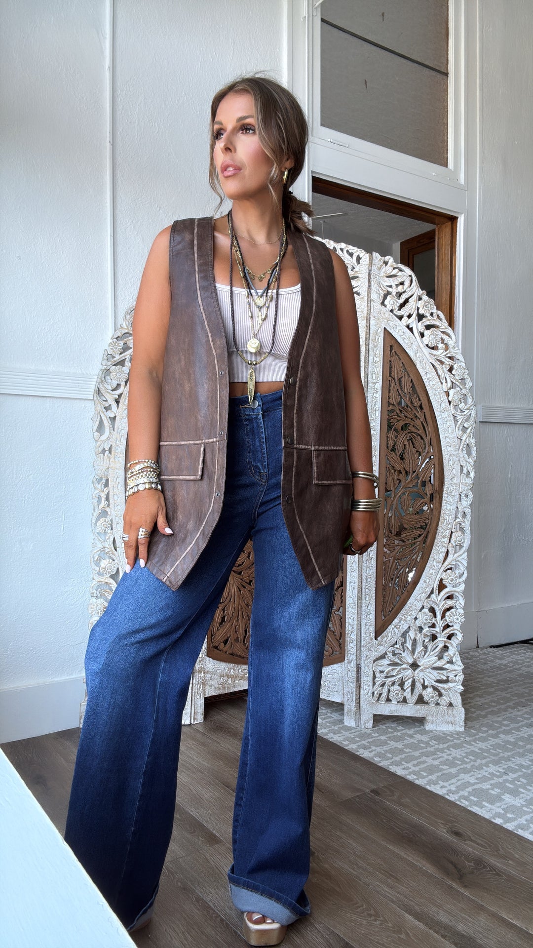 Stone Ridge Leather Vest, Espresso