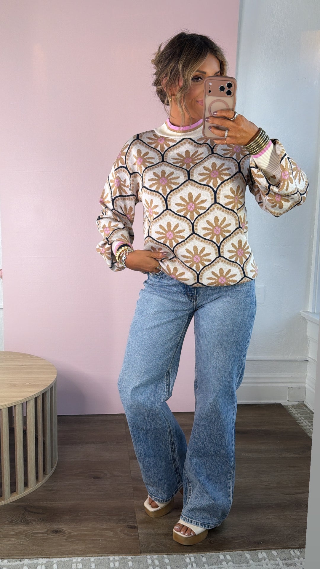 Meadow Hue Sweater, Cream Multi