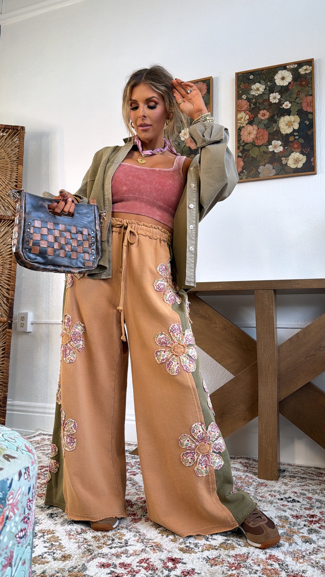 Bloom Babe Patchwork Pant, Rust Multi