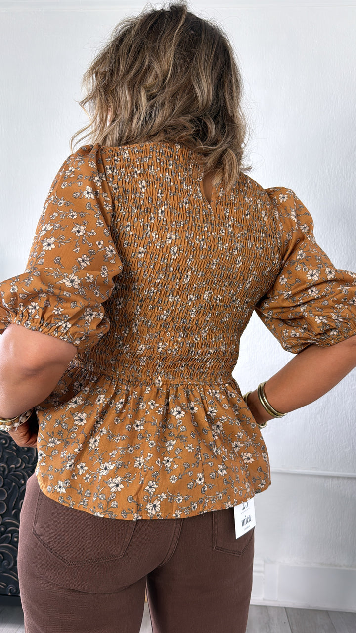 Opal Mae Floral Blouse, Brown Multi