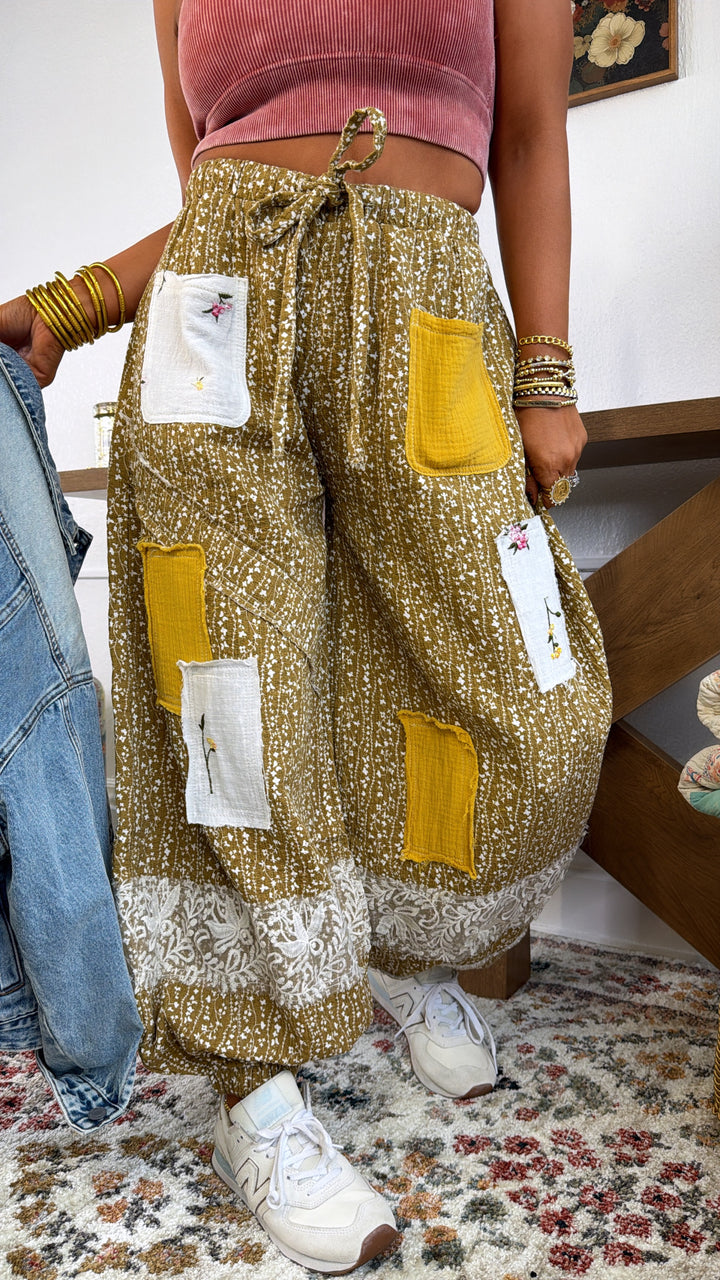 Golden Hour Patched Jogger, Mustard