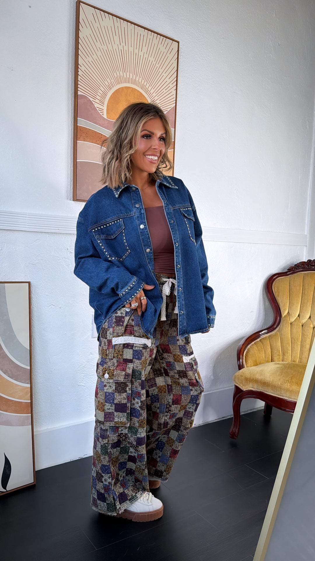 Western Halo Studded Jacket, denim